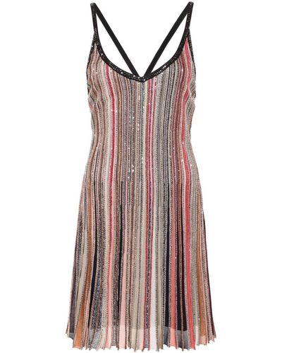 Missoni Sequin-Embellished Ribbed-Knit Minidress - Purple