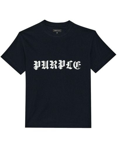 Purple Brand Brand Gothic Wordmark Cotton T-Shirt - Blue