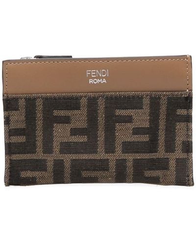 Fendi Monogram-Print Leather Cardholder - Brown