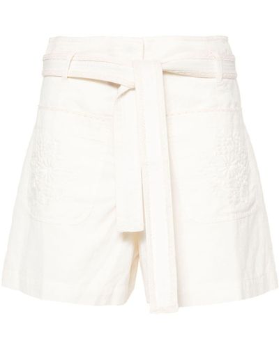 Louise Misha Rhea Floral-Embroidery Shorts - White