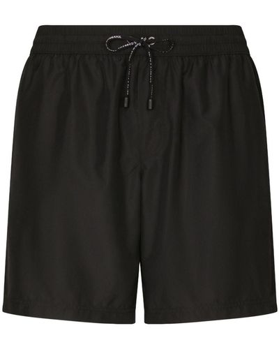 Dolce & Gabbana Logo-Patch Swim Shorts - Black