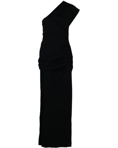 Christopher Esber Gathered Asymmetric Silk Gown - Black