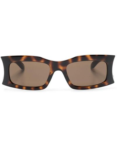 Balenciaga Rectangle-Frame Sunglasses - Brown