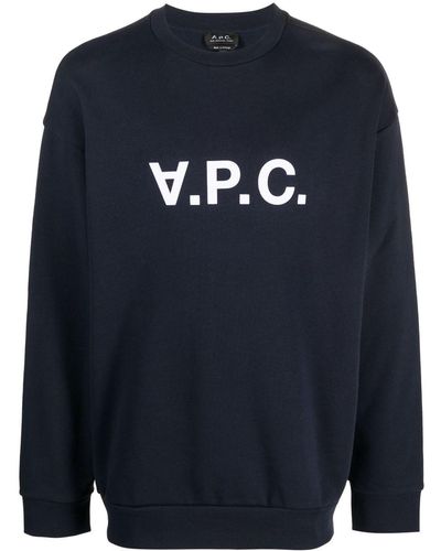 A.P.C. V.P.C. Logo-Print Organic-Cotton T-Shirt - Blue
