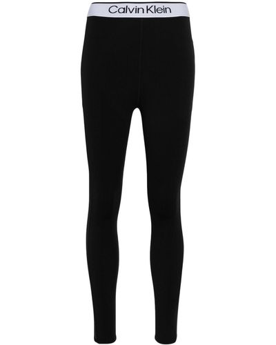 Calvin Klein Logo-Waistband Leggings - Black