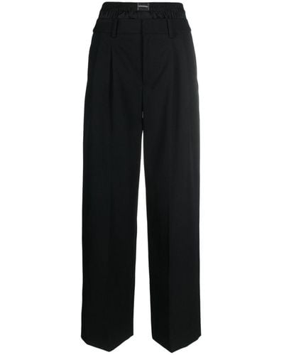 Alexander Wang Layered-Design Wool Trousers - Black