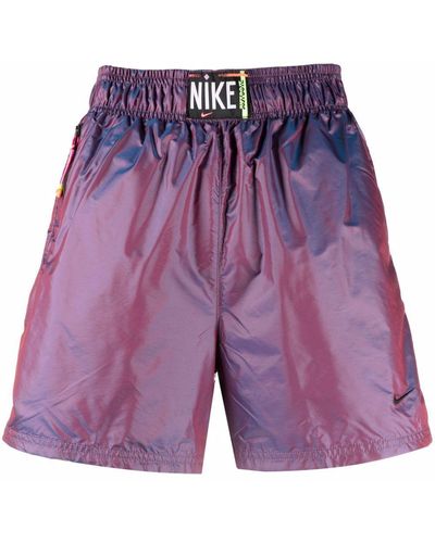 Nike Logo-patch Metallic Shorts - Purple