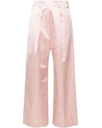 Forte Forte Herringbone Wide-Leg Trousers - Pink