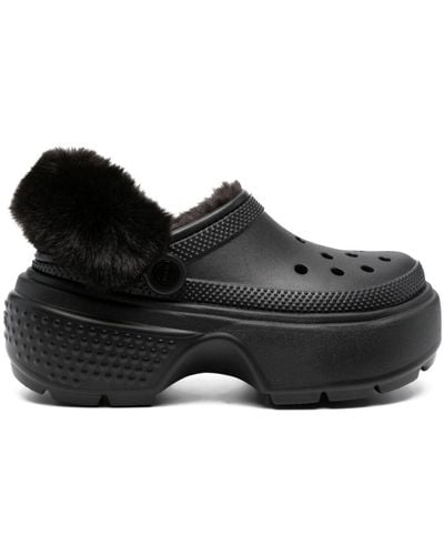 Crocs™ Stomp Faux-Fur Lining Chunky Clogs - Black