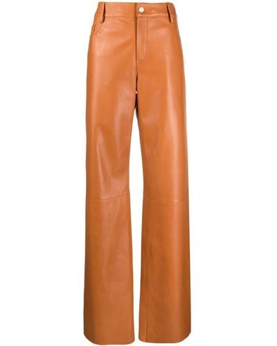 DROMe High-Waist Lambskin Trousers - Orange