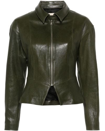 Paloma Wool Fabia Leather Zipped Jacket - Green