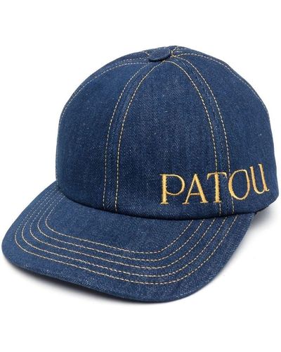 Patou Logo-Embroidered Denim Cap - Blue