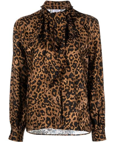 Vetements Leopard-Print Tie-Neck Blouse - Brown