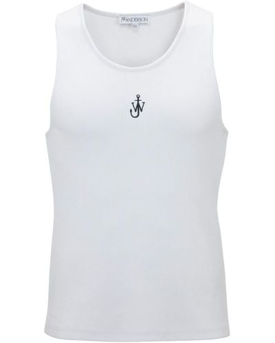 JW Anderson Anchor Logo-Embroidered Tank Top - White