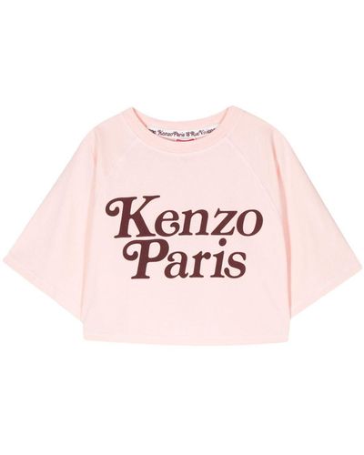 KENZO X Verdy Logo-Print Cropped T-Shirt - Pink