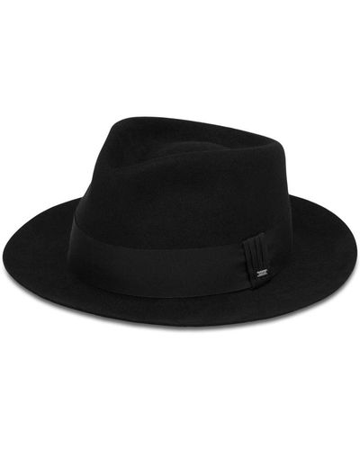 Saint Laurent Logo-Plaque Felted Hat - Black