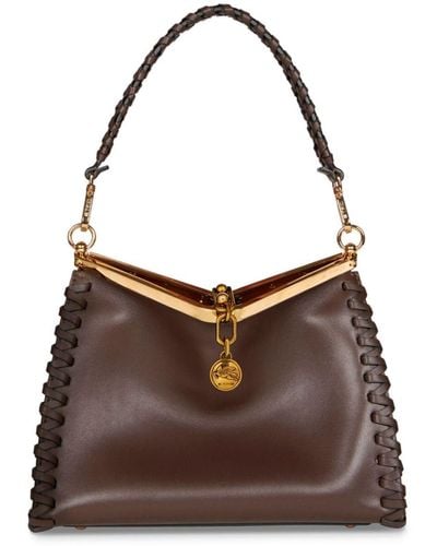 Etro Medium Vela Leather Shoulder Bag - Brown