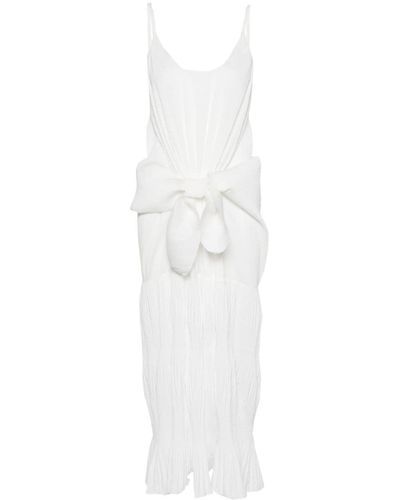 JW Anderson Knot-Detail Plissé Dress - White