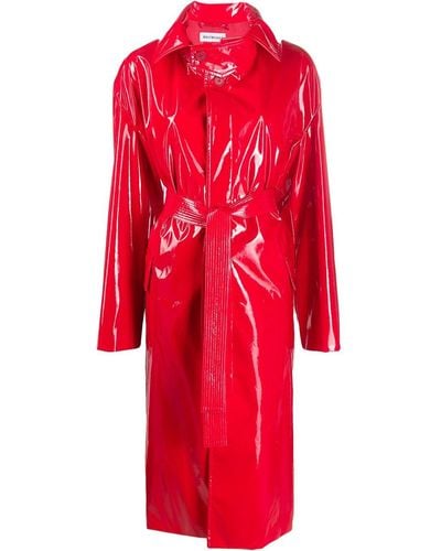 Balenciaga Patent Leather Trench Coat - Red
