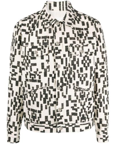 Isabel Marant Geometric-Print Cotton Shirt Jacket - White