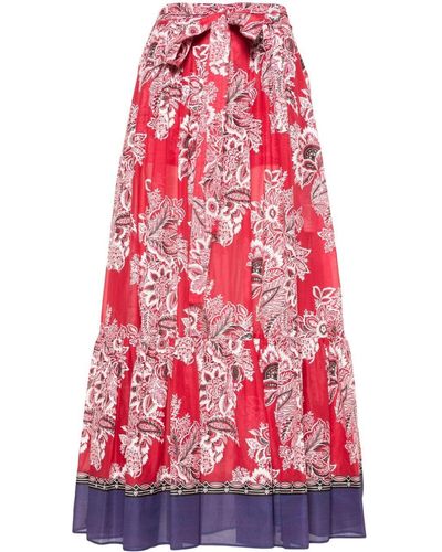 Etro Floral-Print Maxi Skirt - Red