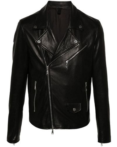 Tagliatore Leather Outerwears - Black