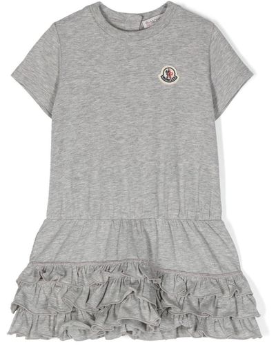 Moncler Logo-Patch Cotton Dress - Gray