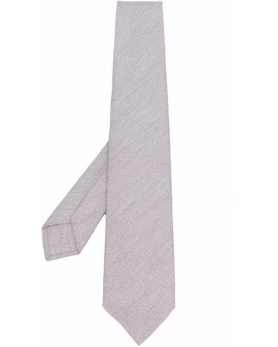 Barba Napoli Block-Colour Silk Tie - White