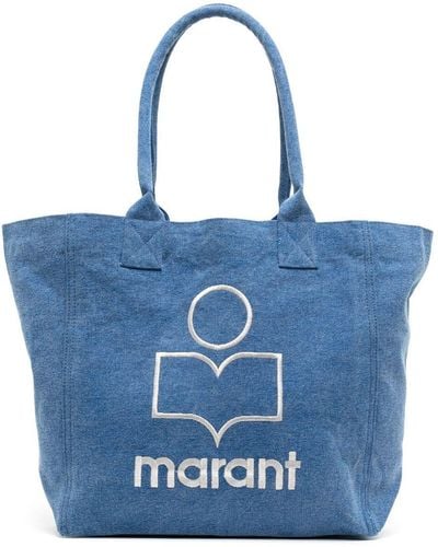 Isabel Marant Logo-Embroidered Denim Tote Bag - Blue