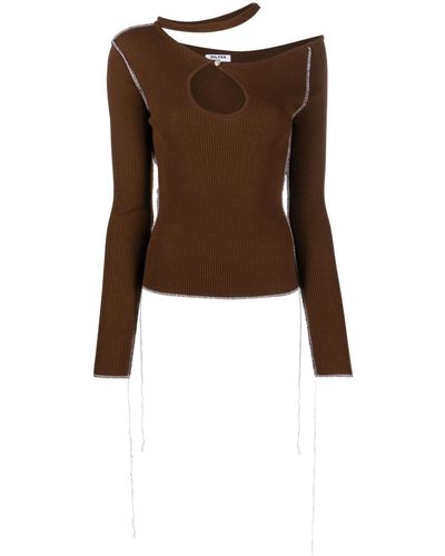 Julfer Cut-Out Ribbed-Knit Top - Brown