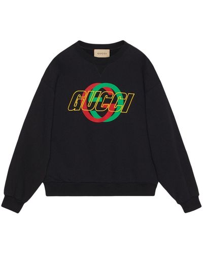 Gucci Logo-Embroidered Cotton Sweatshirt - Black