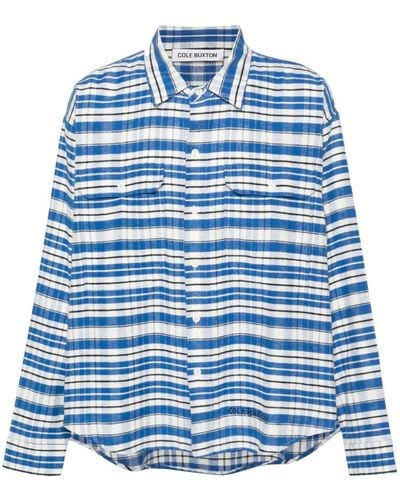 Cole Buxton Tartan Check-Pattern Cotton Shirt - Blue