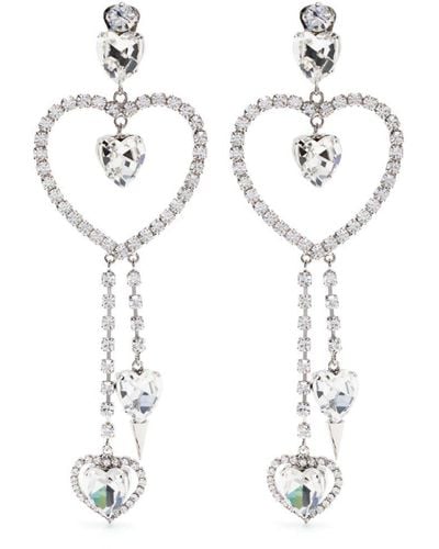 Alessandra Rich Crystal-Embellished Drop Earrings - White