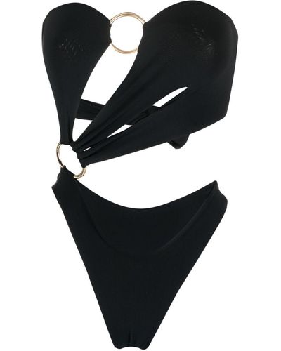 Louisa Ballou Strapless Asymmetrical Swimsuit - Black
