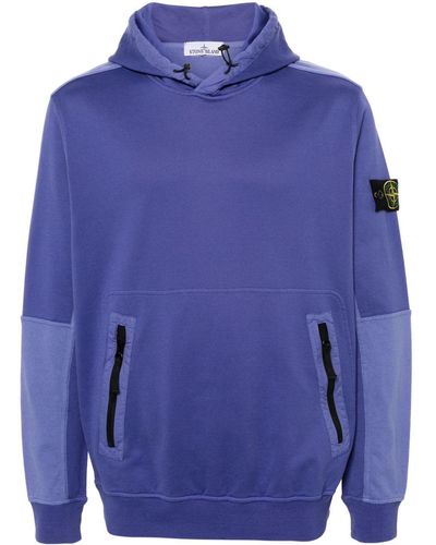 Stone Island Compass-Badge Cotton Hoodie - Blue