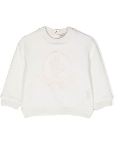 Moncler Logo-Embroidered Fleece Sweatshirt - White