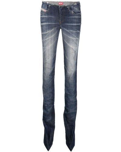 DIESEL Heeled Low-Rise Bootcut Jeans - Blue
