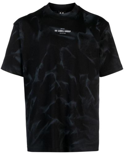 44 Label Group Smoke-Effect Logo-Print T-Shirt - Black