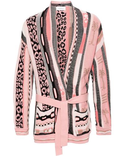 Laneus Patterned-Jacquard Cotton Cardigan - Pink