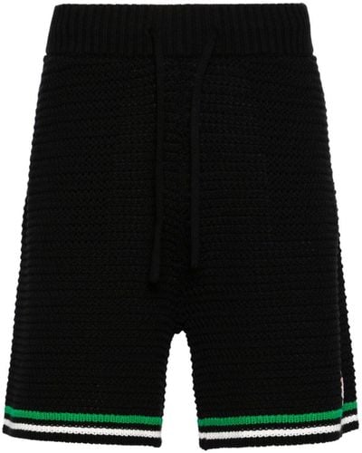 Casablancabrand Logo-Patch Crochet Tennis Shorts - Black