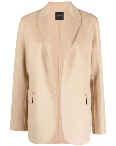 Theory Double-faced Open-front Coat - Natural