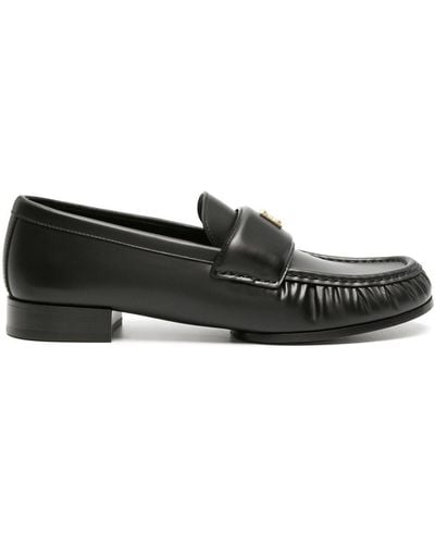Givenchy 4G Ruched Leather Loafers - Black