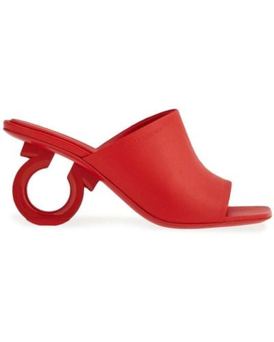 Ferragamo 70Mm Open-Toe Sculpted-Heel Mules - Red
