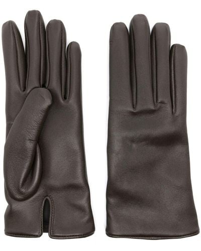Saint Laurent Cassandre Leather Gloves - Black