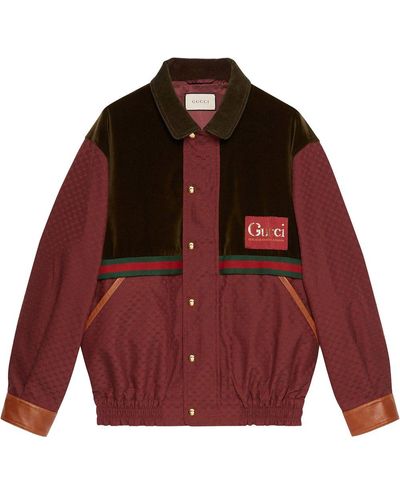 Gucci Mini GG Jacket With Velvet Details - Red