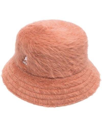 Kangol Embroidered-Logo Angora-Blend Bucket Hat - Pink