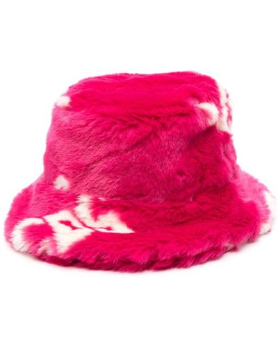 Gcds Faux-fur Bucket Hat - Pink