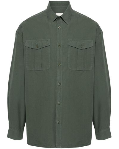 Emporio Armani Logo-Patch Organic Cotton Shirt - Green