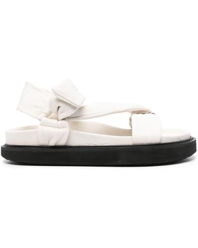 Isabel Marant Naori Debossed-Logo Leather Sandals - White