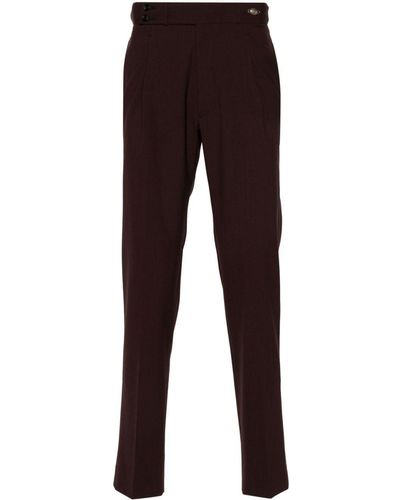 Tagliatore Pressed-Crease Button-Fastening Tapered Pants - Brown